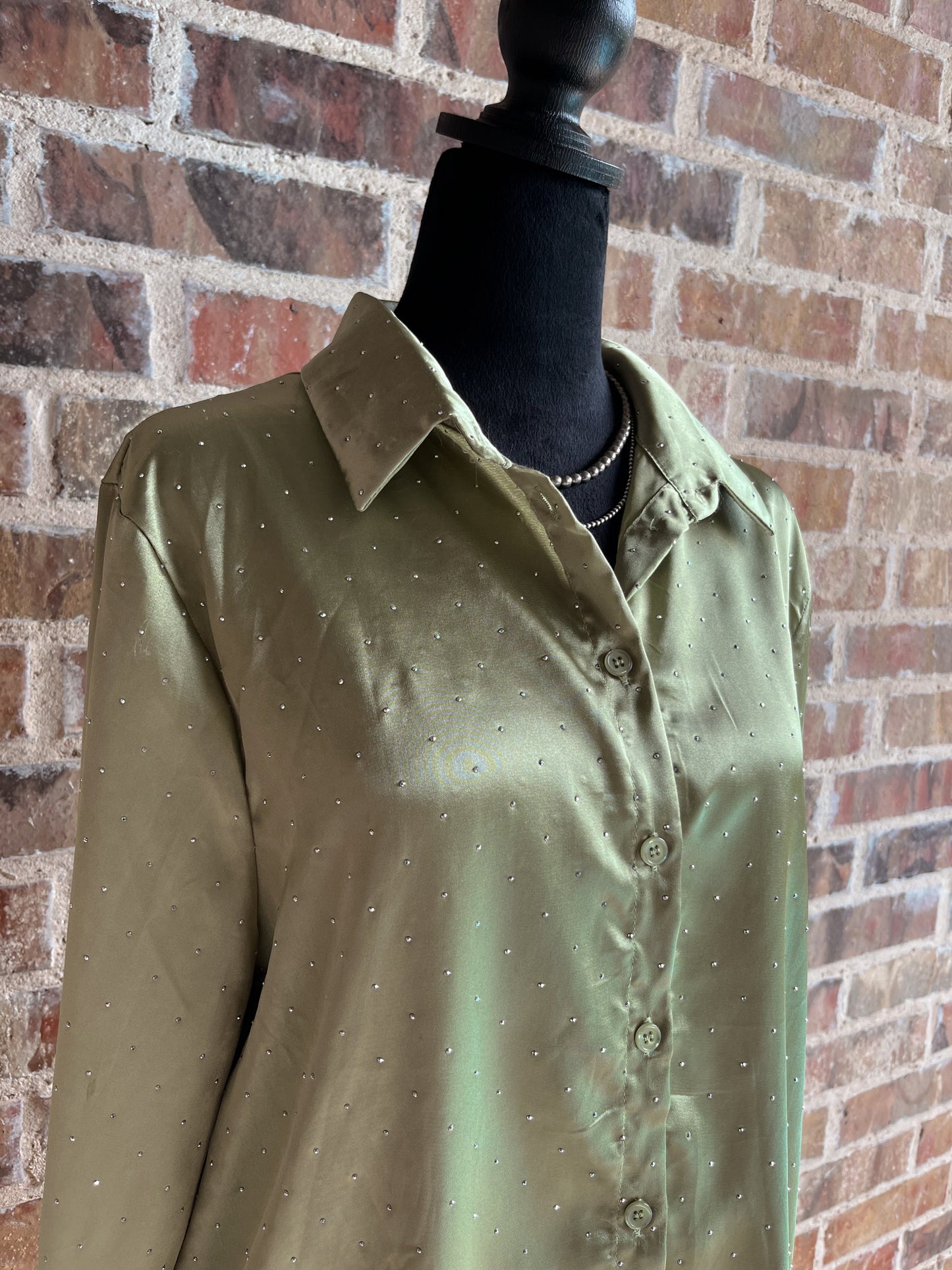 Desert Emerald Rhinestone Shirt - Cluff CO LLC