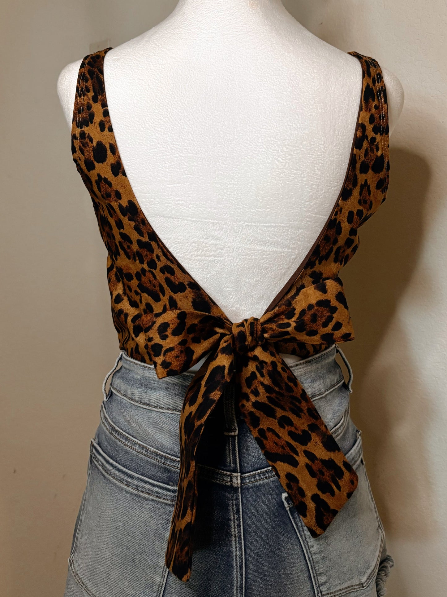 Leopard Print Tie Back Top - Cluff CO LLC