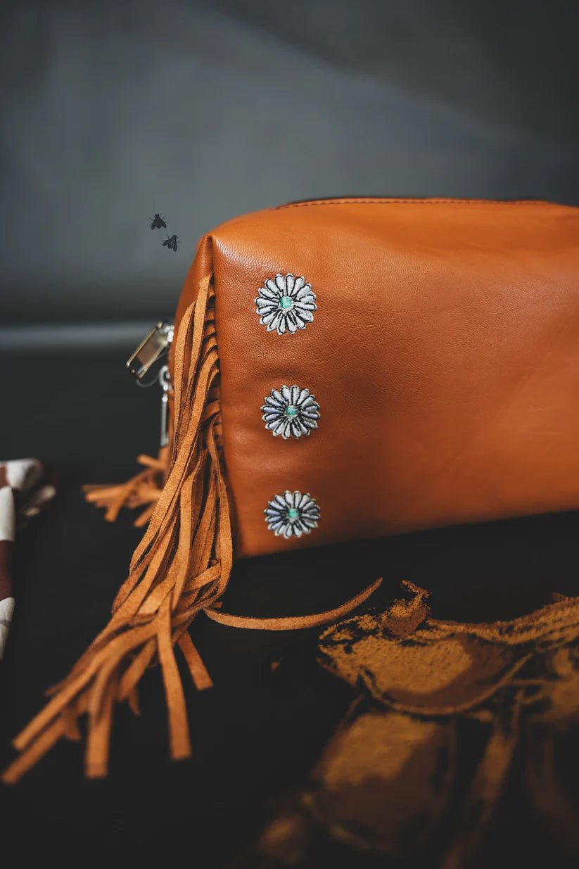 Saddle Concho Cosmetic Clutch - Cluff CO LLC