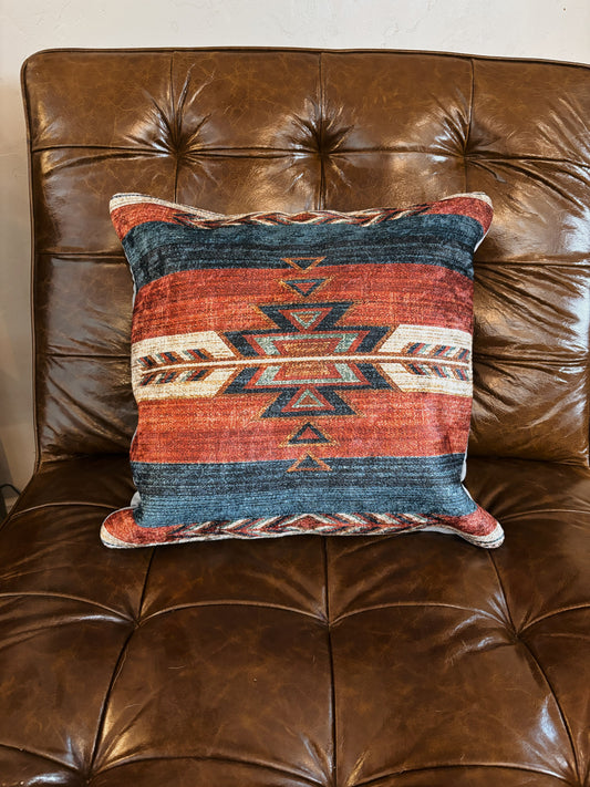 Teal/Rust Southwestern Pillow - Cluff CO LLC