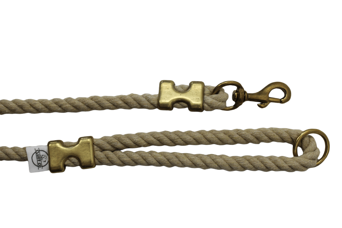 Khaki Rope Leash - Made in the USA - Cluff CO LLC