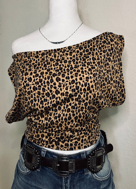 Cheetah Off The Shoulder Top