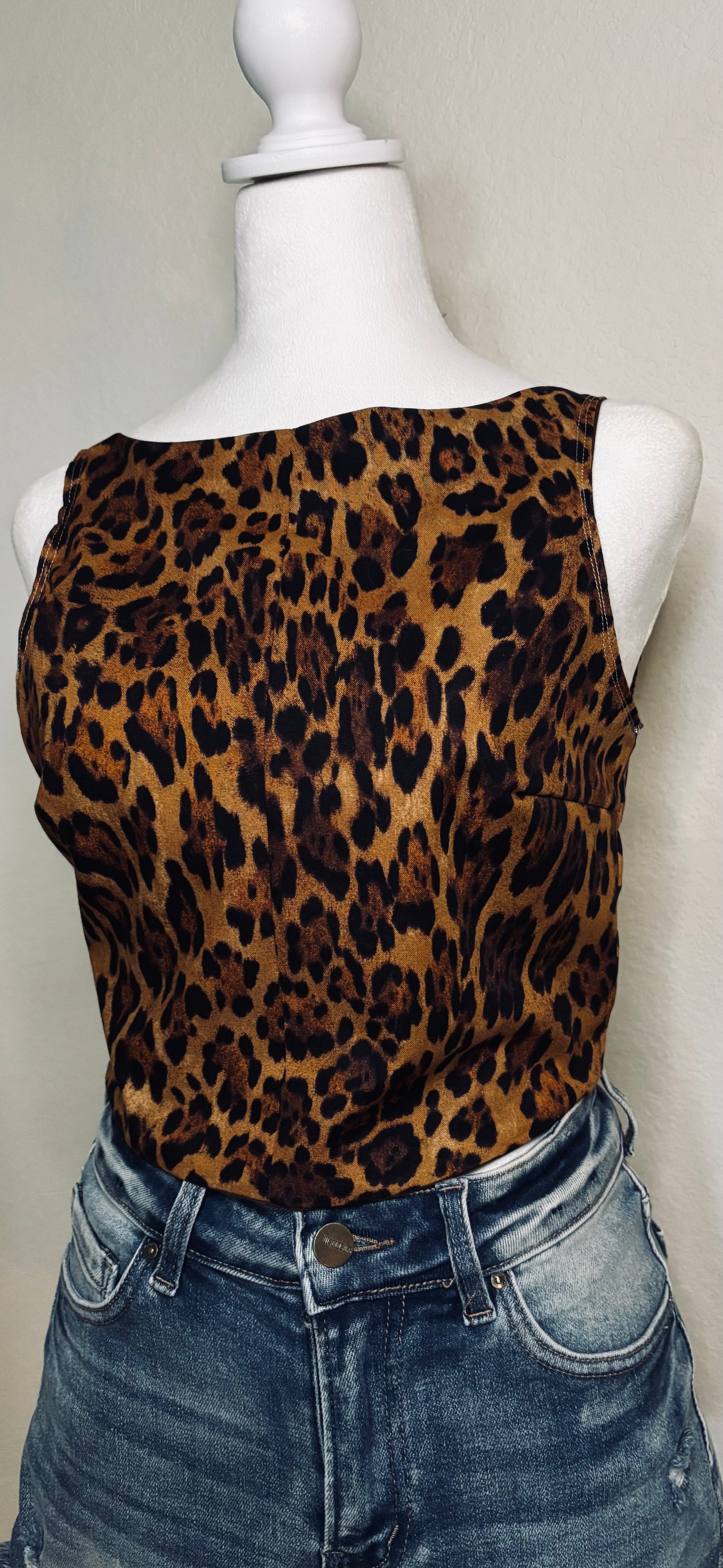 Leopard Print Tie Back Top