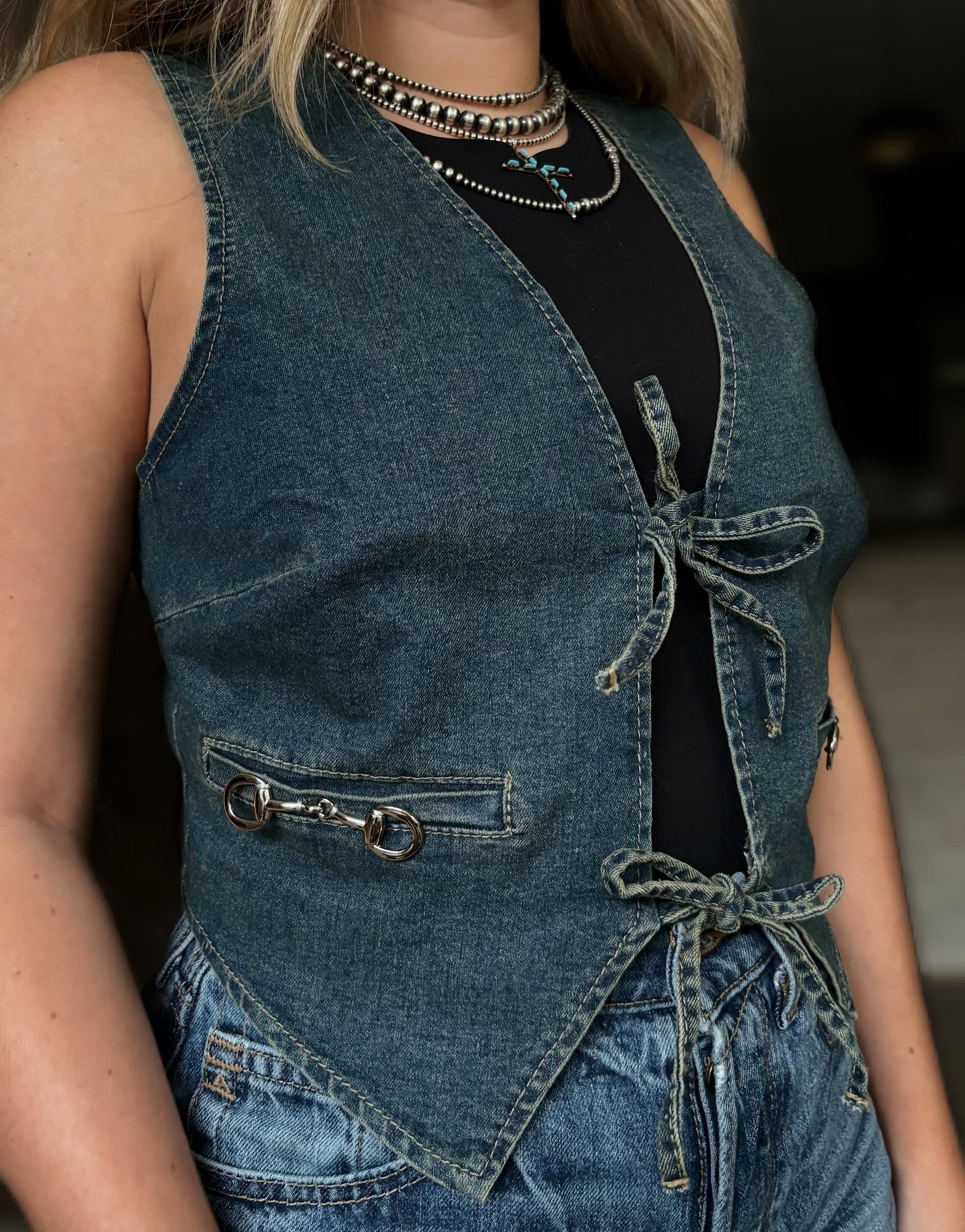 Bit & Bind Denim Vest - Cluff CO LLC