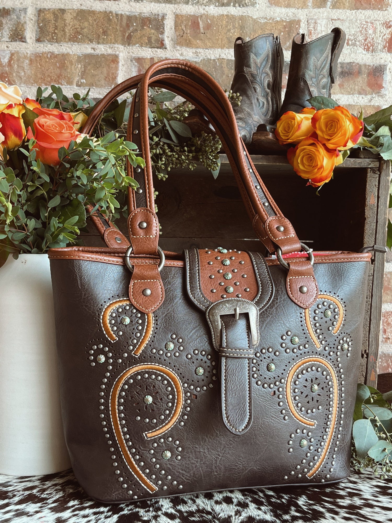 Buckle & Stud Conceal Carry Tote - Cluff CO LLC