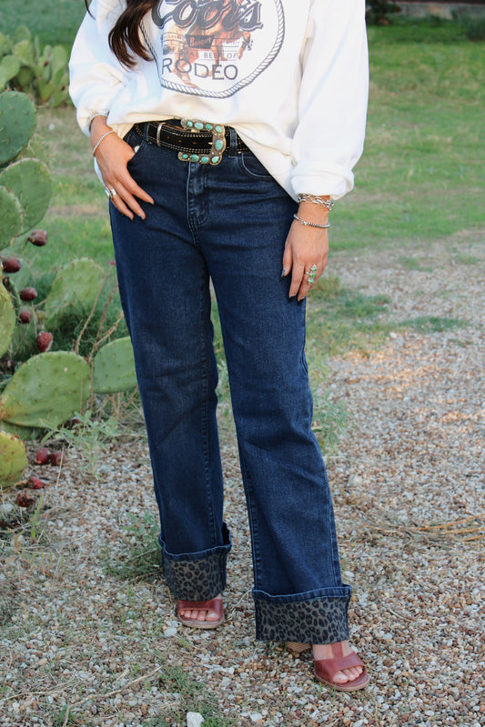 Cheetah Lined Denim Jeans - Cluff CO LLC
