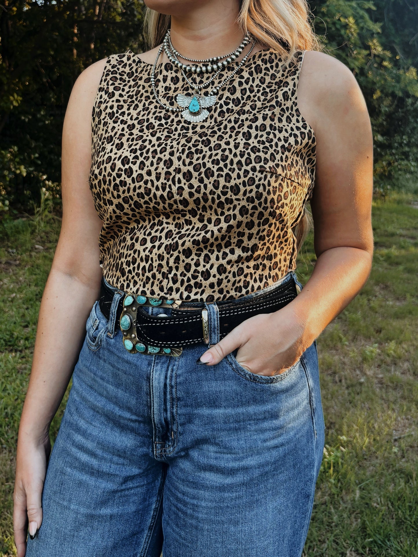 Cheetah Tie Back Top - Cluff CO LLC