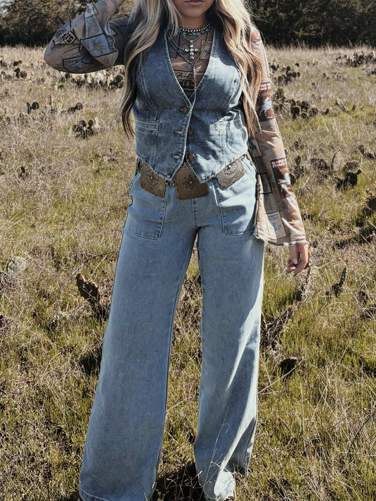 Drawstring Denim Trousers - Cluff CO LLC