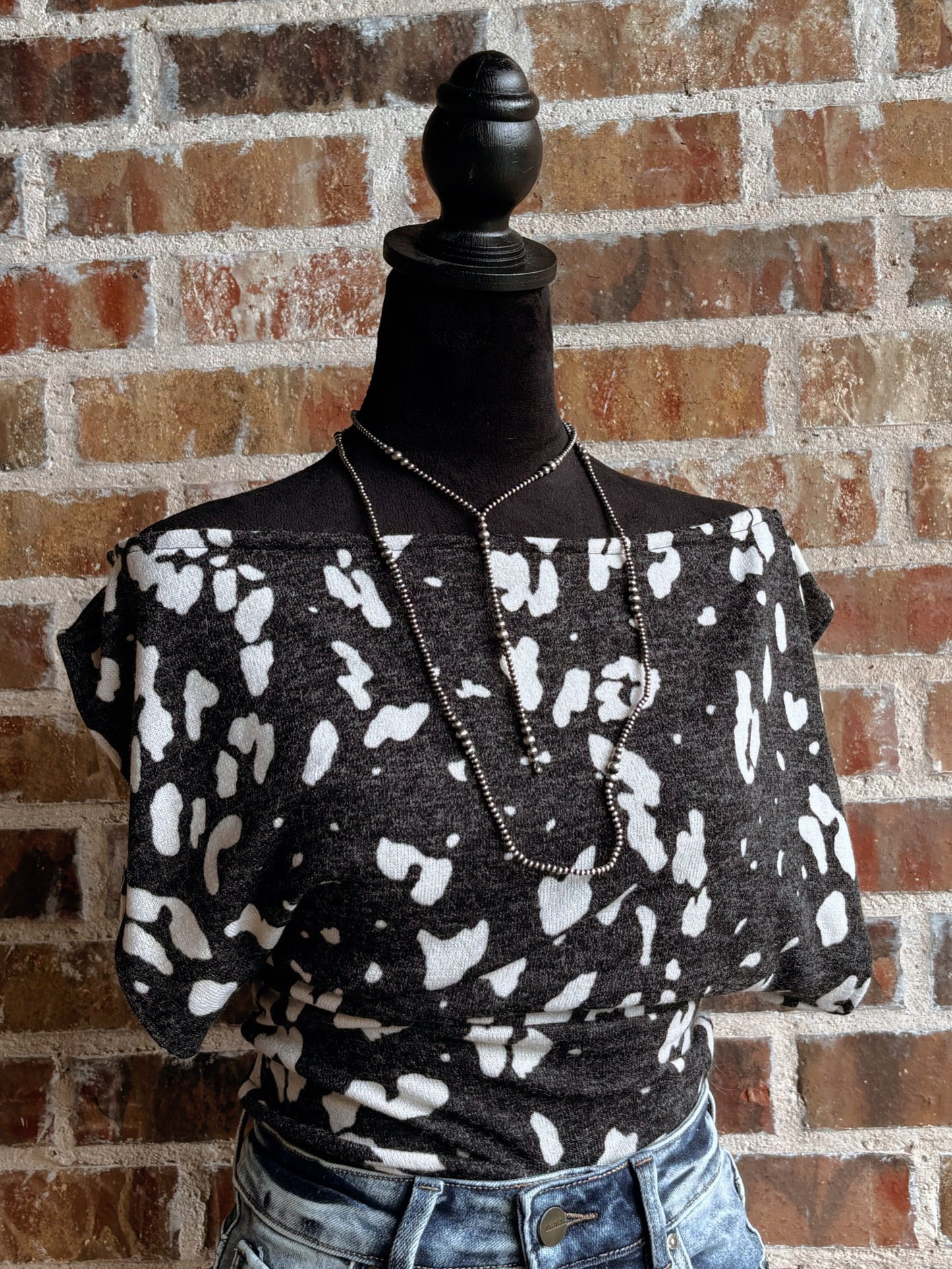 Grey and Cream Cheetah Off the Shoulder Top - Cluff CO LLC