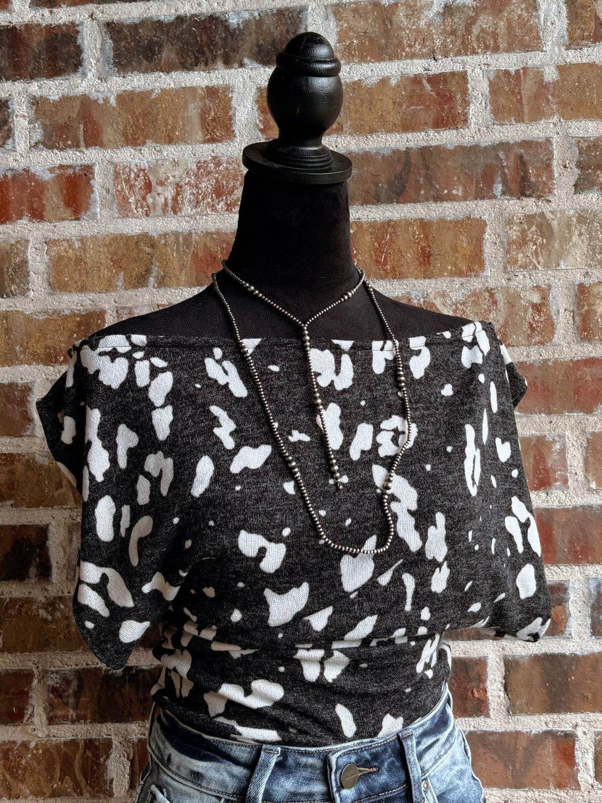 Grey and Cream Cheetah Off the Shoulder Top - Cluff CO LLC