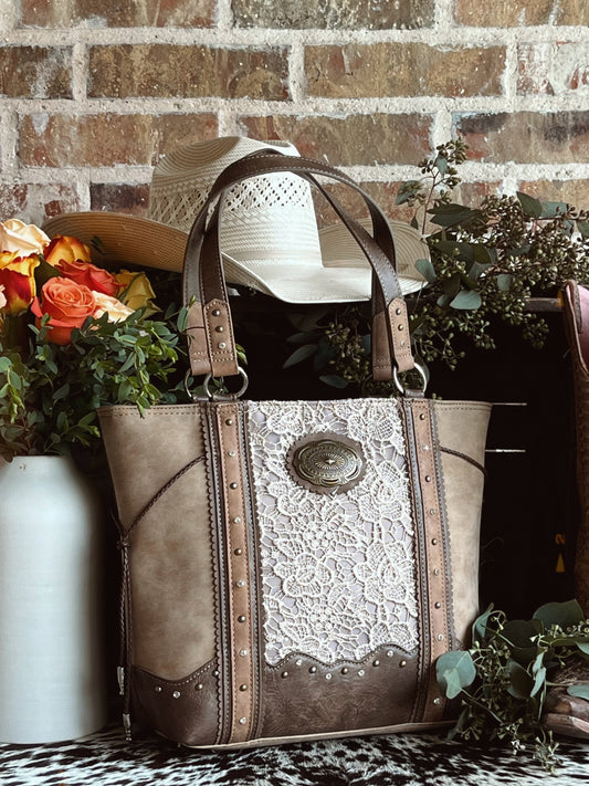 Lace Inlay Conceal Carry Tote - Cluff CO LLC
