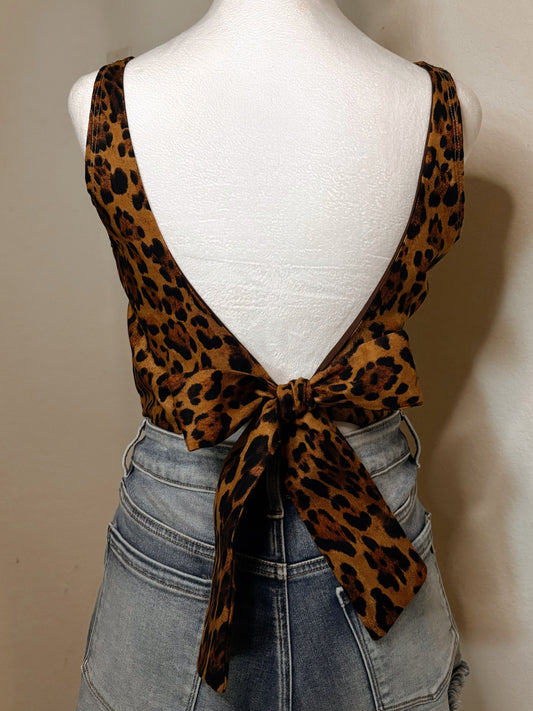 Leopard Print Tie Back Top - Cluff CO LLC