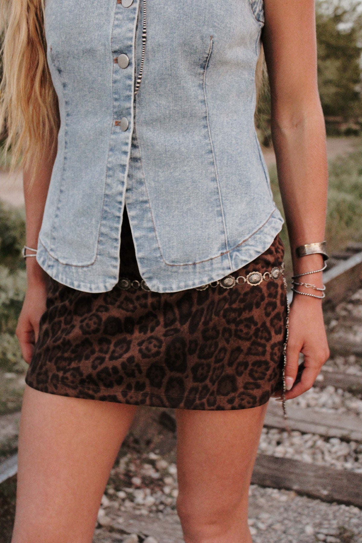 LEOPARD SUEDE MINI SKIRT - Cluff CO LLC