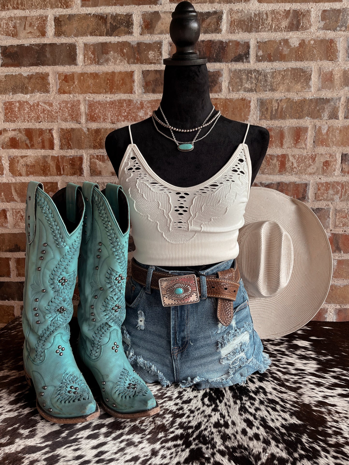Lone Star Lace Ribbed Tank - Cluff CO LLC