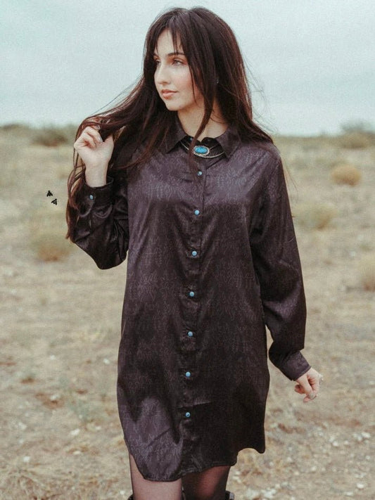 Pearl Snap Boot Stitch Dress - Cluff CO LLC