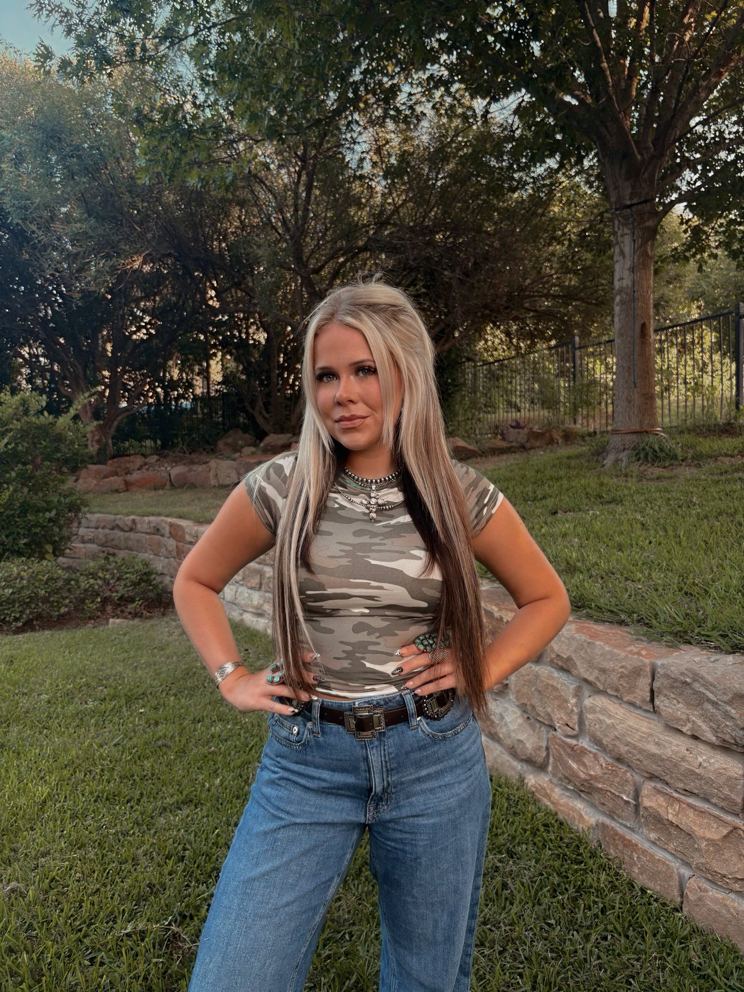 Ruched Camo Top - Cluff CO LLC