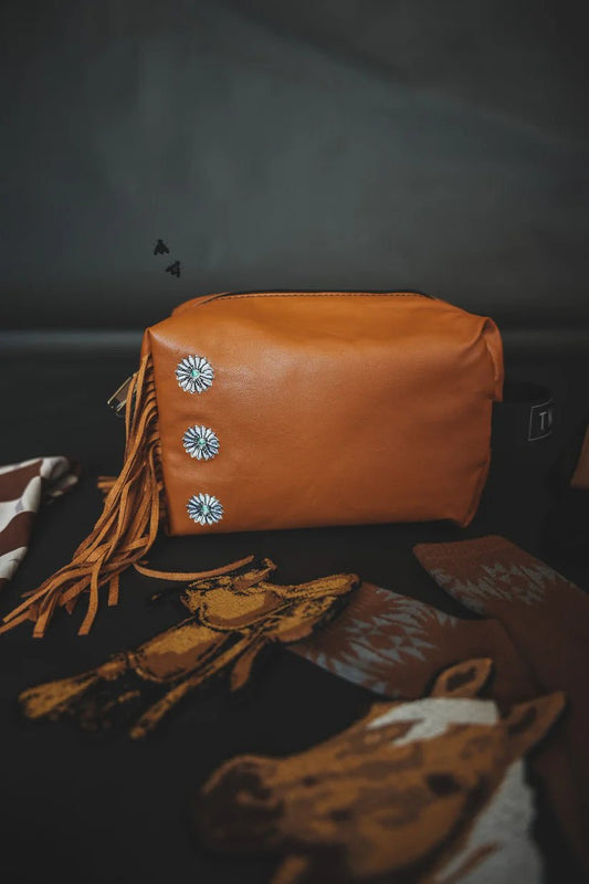 Saddle Concho Cosmetic Clutch - Cluff CO LLC