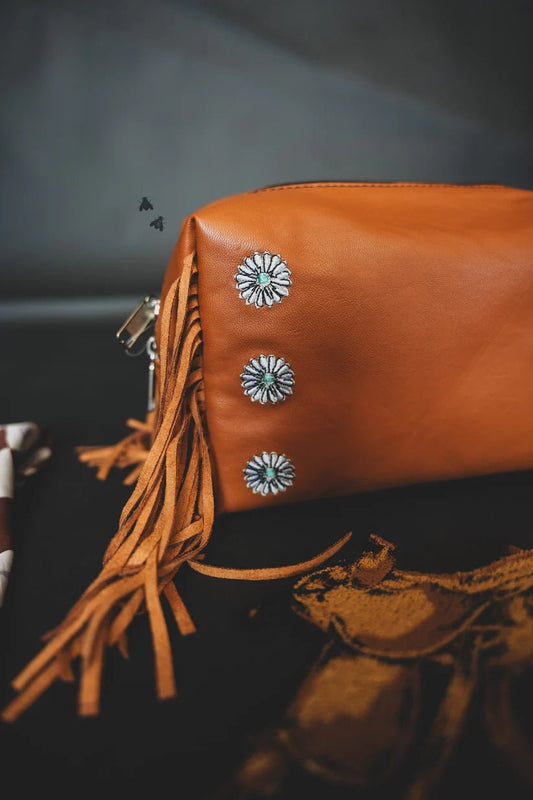 Saddle Concho Cosmetic Clutch - Cluff CO LLC