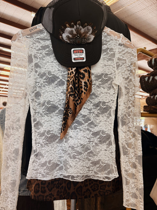 Sheer White Lace Top - Cluff CO LLC