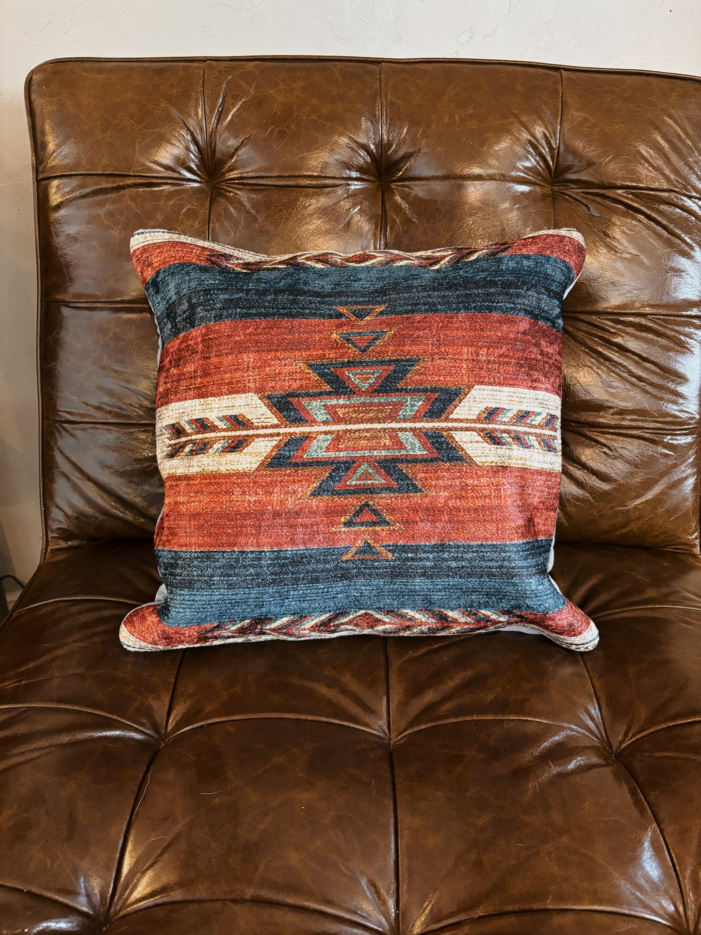 Teal/Rust Southwestern Pillow - Cluff CO LLC