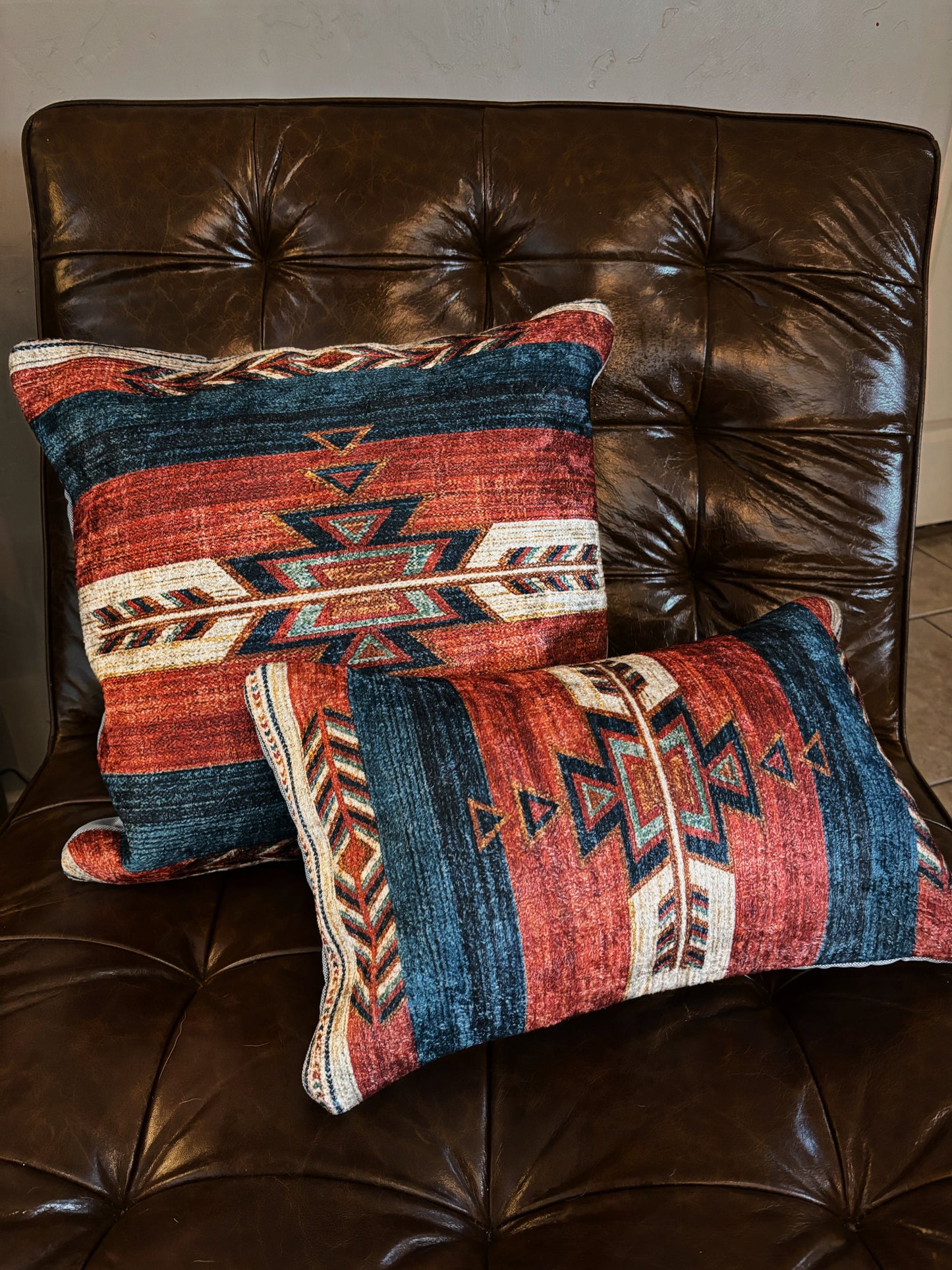 Teal/Rust Southwestern Pillow - Cluff CO LLC