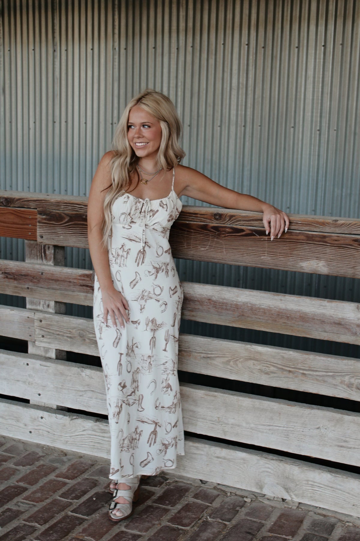 WESTERN PRINT SPAGHETTI STRAP Dress - Cluff CO LLC