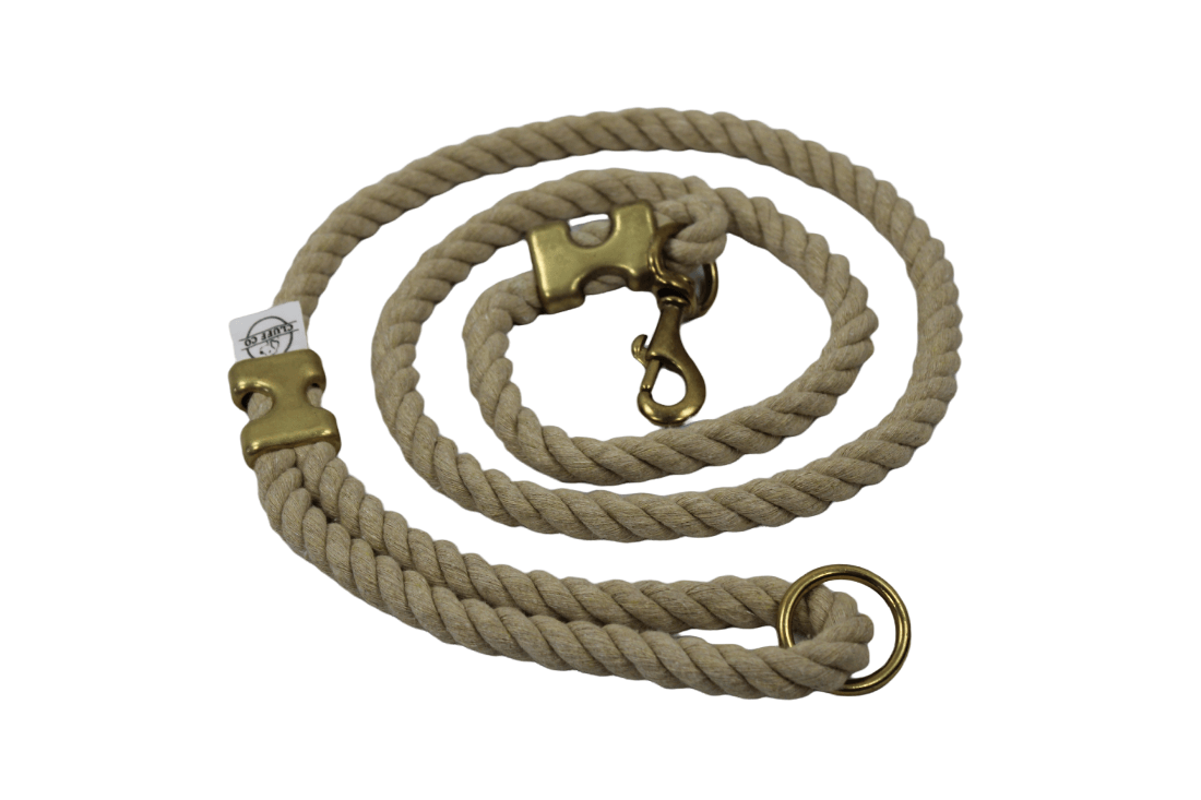 Khaki Rope Leash - Made in the USA - Cluff CO LLC